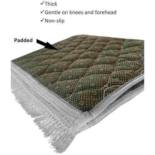 Prayer Rug Muslim Prayer Mat Islamic - Very Thick Prayer Rug Sajadah for Men Women with Islam Prayer Beads for Eid Travel Ramadan, Soft and Luxury (BB Blue) - Medaid International