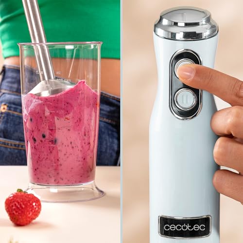 Cecotec - Retro Hand Blender 1200W, 4-Blade Titanium Coating, Adjustable Speed