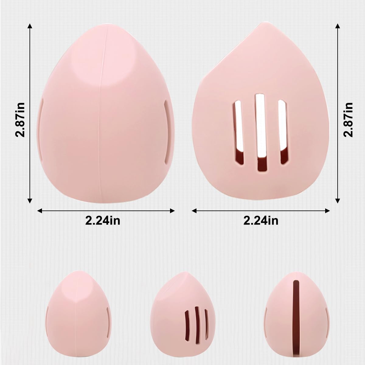 Silicone Makeup Sponge Holder, Breathable & Shatterproof Beauty Blender Case, Double-Sided 3-line Vented Design, Portable Travel Storage for Sponges(1 Pack Pink) - Medaid International