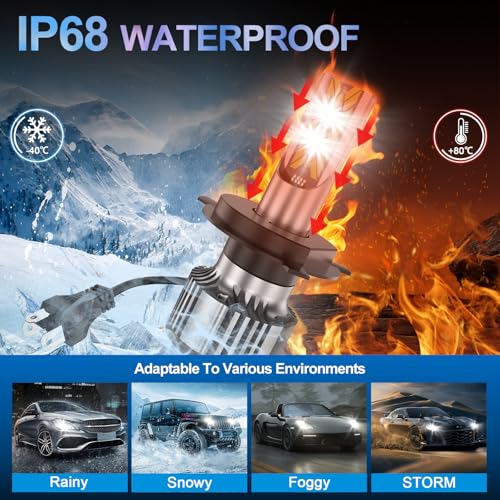 Ppyyemu - H4/9003/HB2 LED Bulb, 100W 22000LM, 6500K White Light, Plug & Play