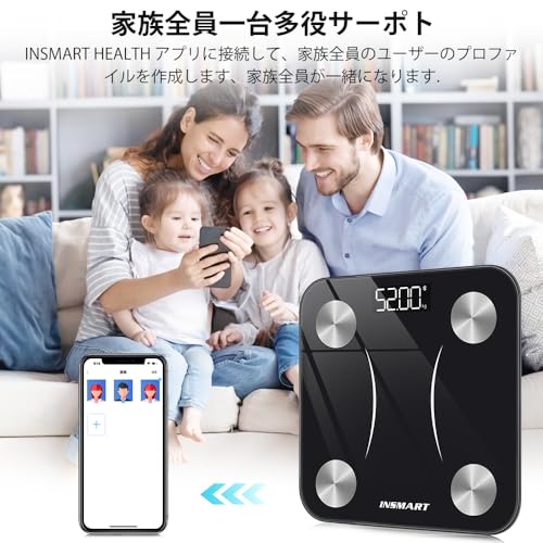 Insmart - Body Fat Meter with 16 Measurements, Bluetooth Connectivity, Smartphone App Integration