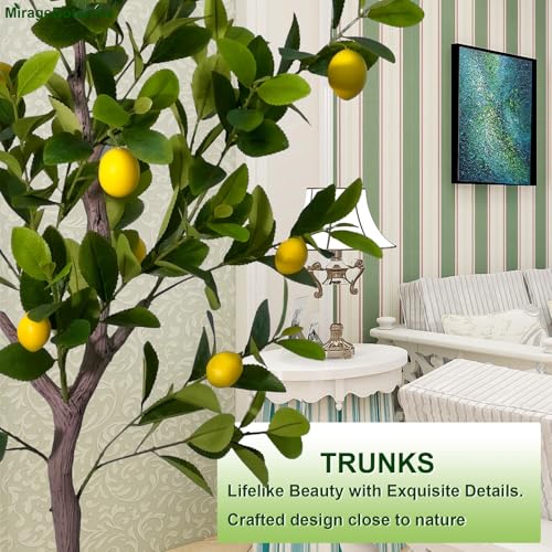 6ft Artificial Lemon Tree Indoor Outdoor - Faux Lemon Plant with Realistic Fruits & Natural Wood Trunk, Includes White Planter for Home, Office, Mall, Hotel, Living Room, Meeting Room Decor - Medaid International