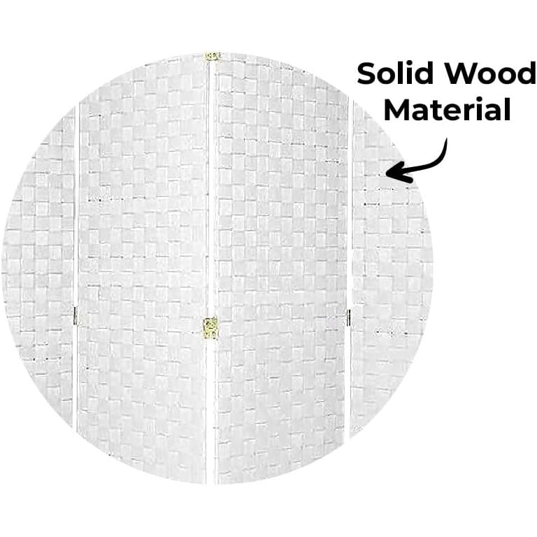 4 Panel Room Divider - 6 Ft Tall Folding Privacy Screen, Movable Freestanding Partition Wall for Bedroom, Office, Living Room, Restaurants, and Hotels - Modern White Design (White) - Medaid