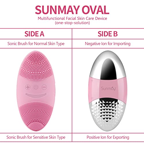 Sunmay - Sonic Facial Cleansing Brush with Positive/Negative Ion Function, USB Rechargeable, All Skin Types