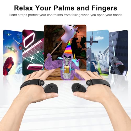 Amvr - Non-Slip Silicone Controller Grips for Meta/Oculus Quest 3, Adjustable Hand Strap