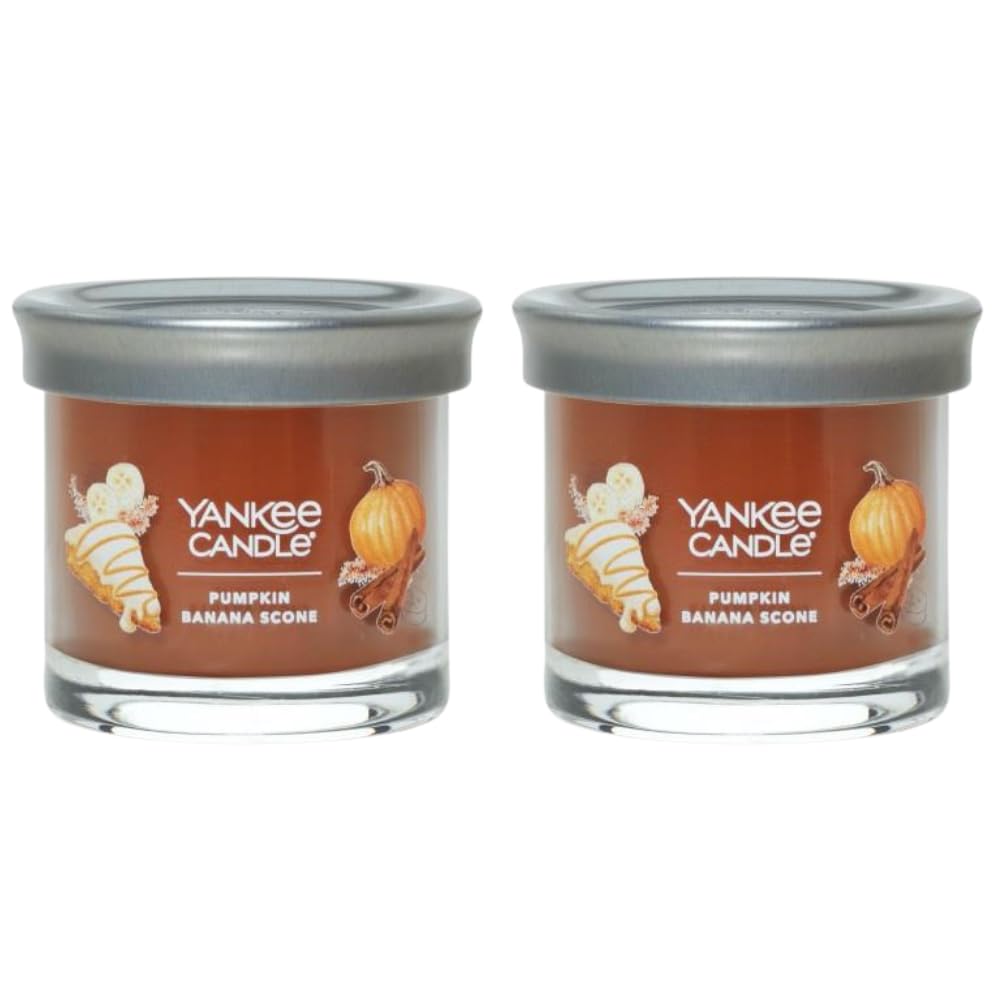 Yankee Candle Small Tumbler Scented Single Wick Jar Candle, Pumpkin Banana Scone, Over 20 Hours of Burn Time, 4.3 Ounce (Pack of 2) - Medaid International
