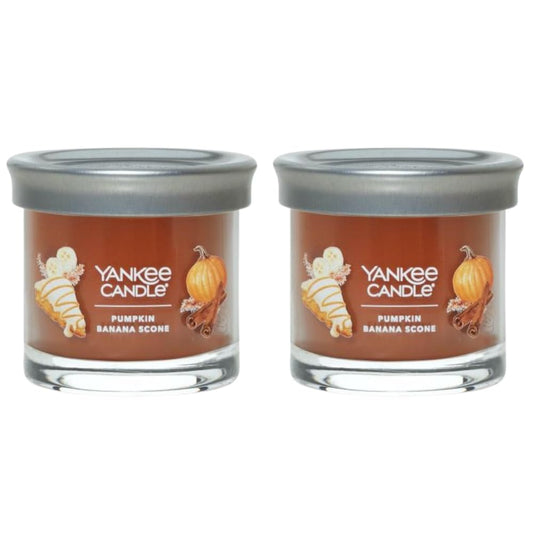 Yankee Candle Small Tumbler Scented Single Wick Jar Candle, Pumpkin Banana Scone, Over 20 Hours of Burn Time, 4.3 Ounce (Pack of 2) - Medaid International