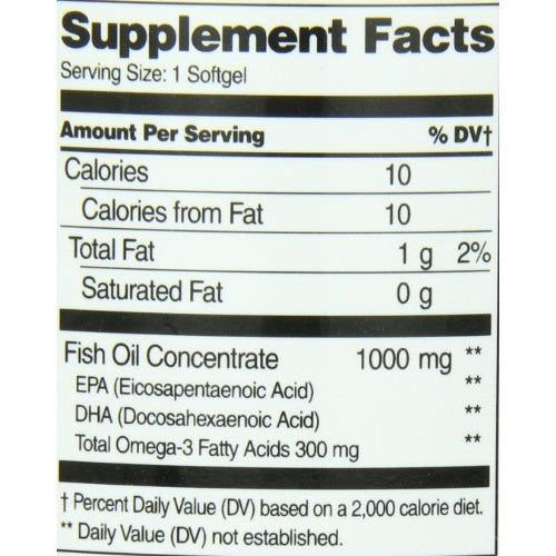 21st Century Fish Oil 1000 Mg Enteric Coated Softgels, 180Count - Medaid International