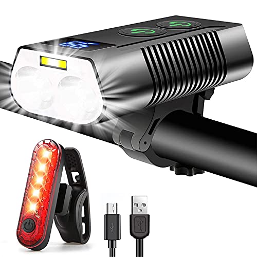 Rehkittz - Super Bright 3300 Lumens USB Rechargeable Bicycle Lights Set, 5000mAh Battery