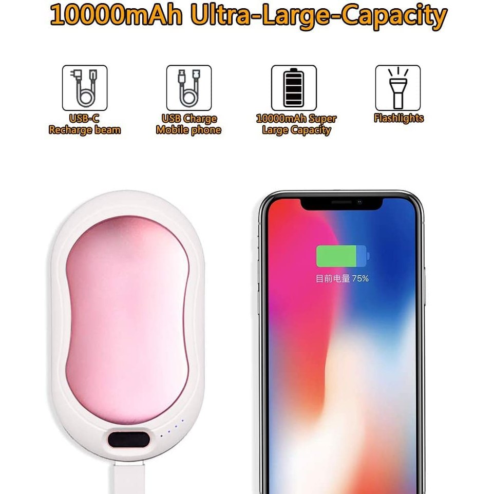 Comblu - Rechargeable 10000mAh Hand Warmers with Temperature Display, 3 Heat Levels