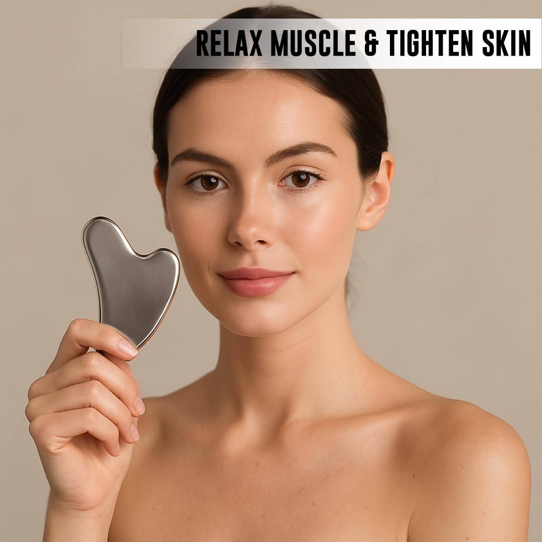 Aayuleubeda Badi Care ABC Gua Sha Stainless Steel Tool for Face, Massage Scraper for Facial Skin Care (Pack of 1) - Medaid International