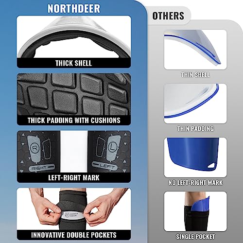 Northdeer Soccer Shin Guards for Kids Adults. Sleeves with Optimized Insert Pocket - Protective Soccer for Boys Girls Men|B09SHB7XK6