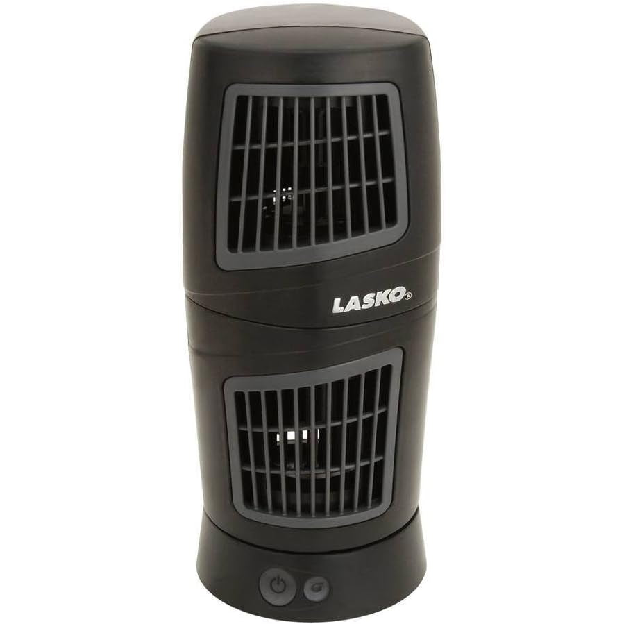 Lasko Oscillating Platinum Desktop Wind Tower Fan, 3-Speeds, Compact, Portable with Handle for Office, Bedroom and Kitchen, 14", Black, 4916 - Medaid