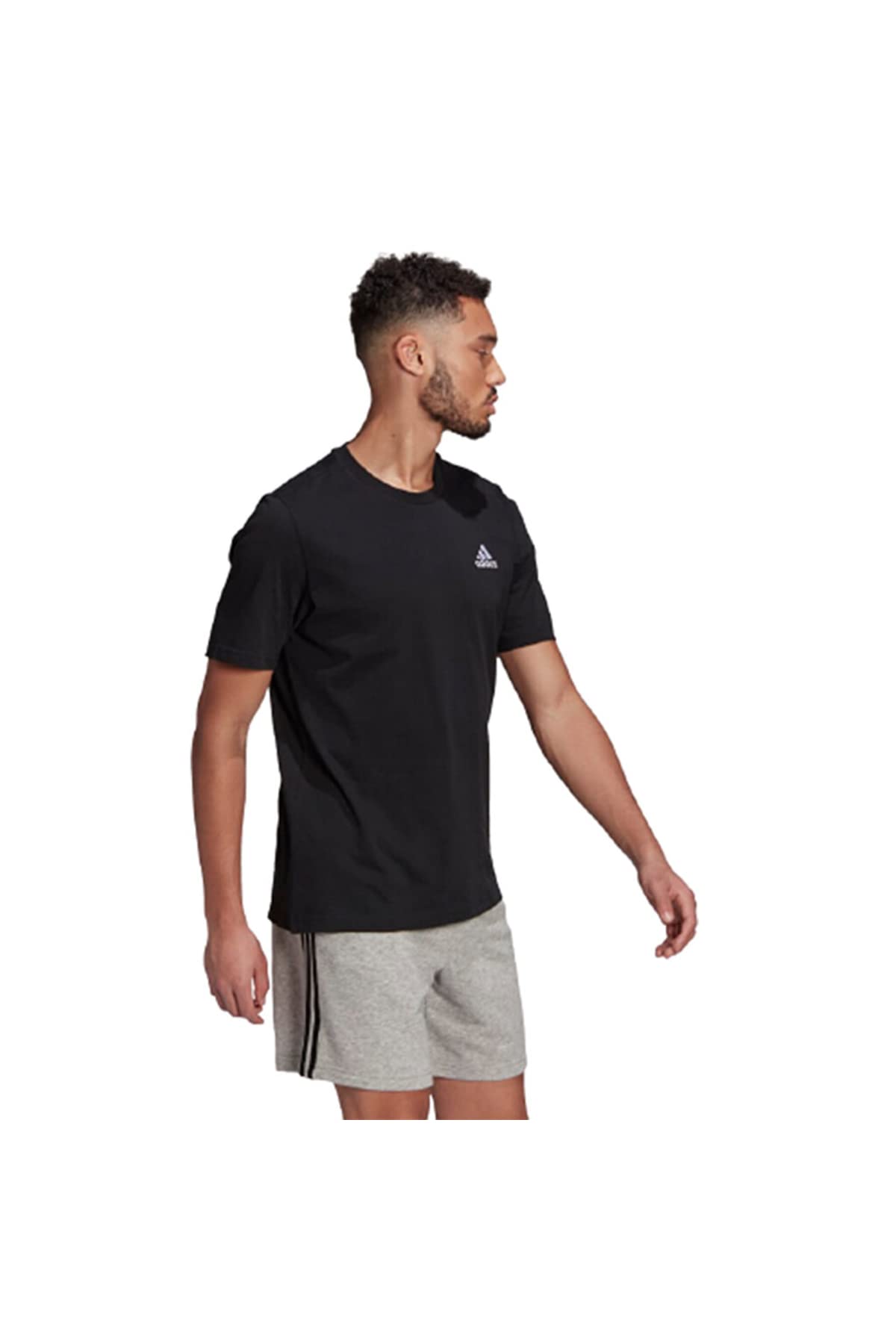 adidas Essentials Small Logo Mens Short Sleeve Cotton T-Shirt Black - S - Medaid International