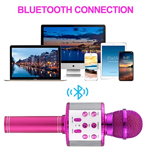 Fede - Wireless Bluetooth Microphone with Colorful LED Lights, Portable Karaoke Speaker for Kids & Adults