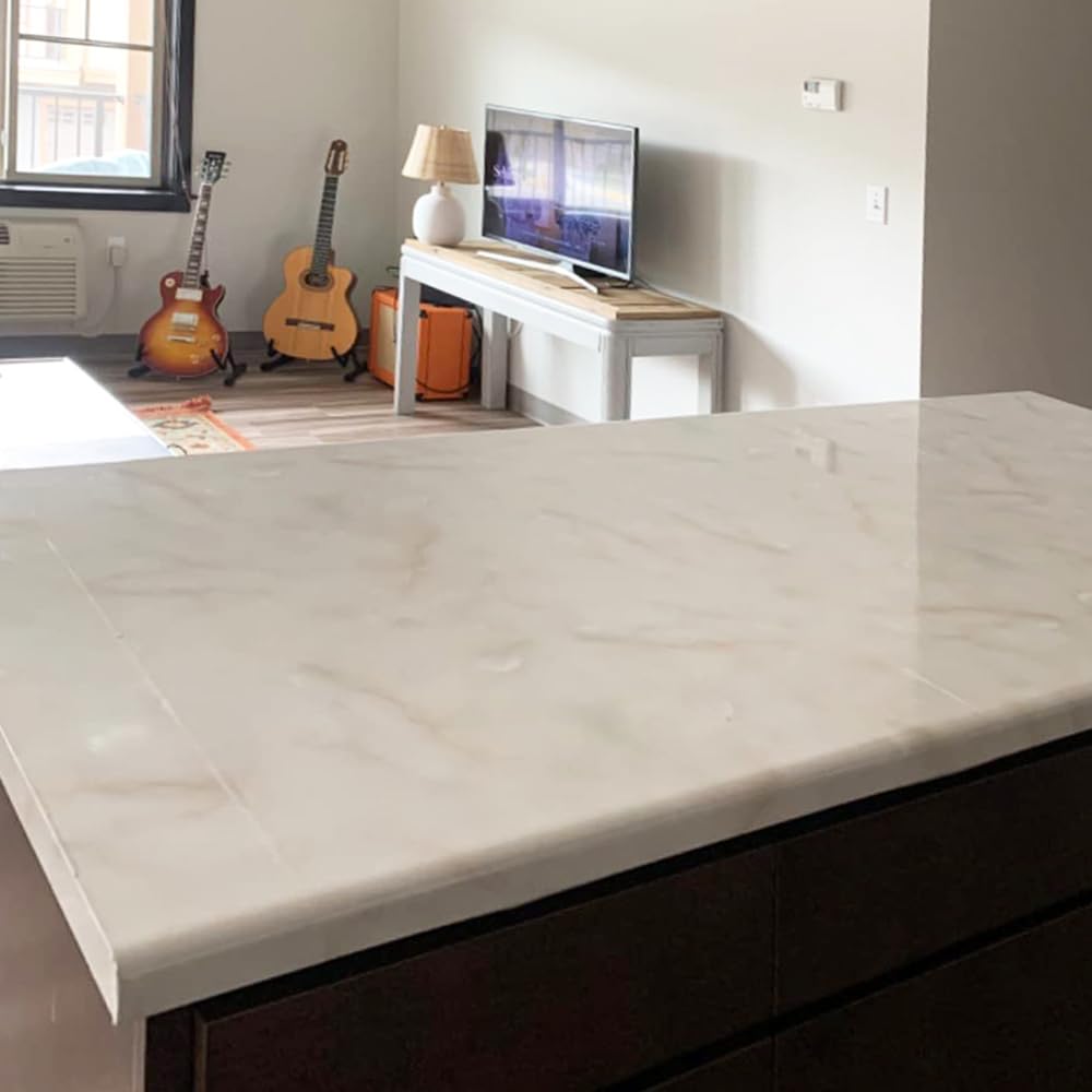 ROSEROSA Peel and Stick Glossy Faux Marble Self-Adhesive Wallpaper Door Wrap Countertop Moulding Trim NI987 - Medaid International