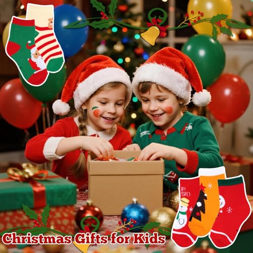 Nydotd 5 Paris Kids Christmas Winter Socks Thick Cotton Warm Crew Socks for Girls Boys Xmas Gift - Medaid International