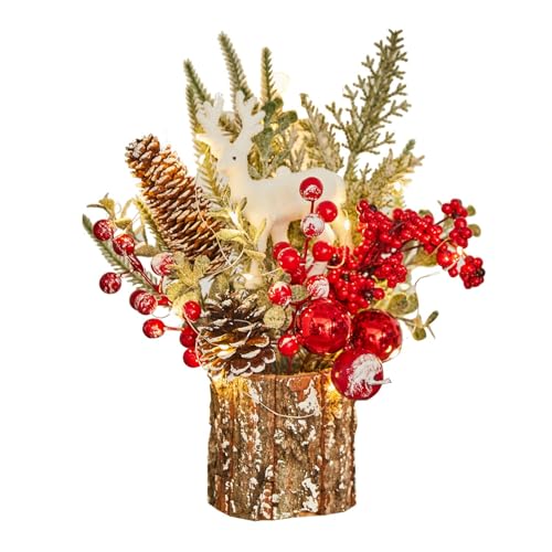 MYELLU Xmas Decor Small Christmas Tree with Lights - Artificial Tabletop Lighted Mini Christmas Tree with Christmas Ornaments Gnomes Indoor for Office Desk Home Decorations - Medaid International
