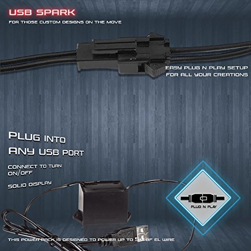 Stark - 5m Blue Neon LED EL Wire, 3.2mm Thick, USB Powered for DIY Projects