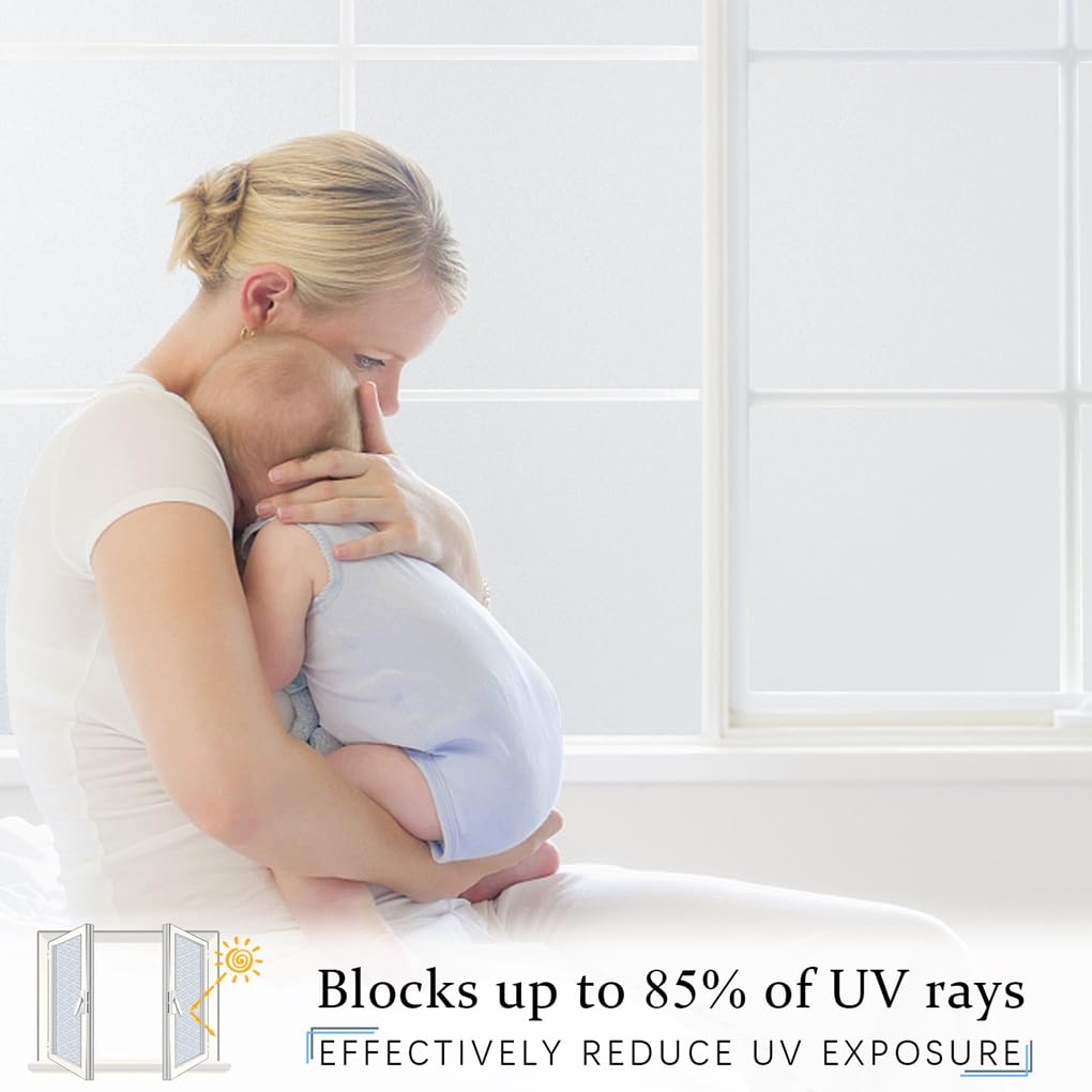 Arthome Frosted Window Film,17.5x100 inch Privacy Film No Glue Static Cling Self-Adhesive Anti UV Decorative Film for Living Room Bathroom Bedroom Home Kitchen Office - Medaid International