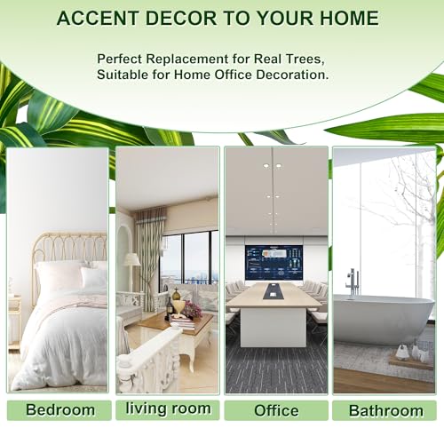 5.6ft Artificial Bamboo Tree with Tall White Planter - 4 Lifelike Natural Trunks & Silk Leaves, Realistic Faux Indoor Outdoor Plant for Home, Office, Living Room, Mall, Hotel, Garden Decor - Medaid International