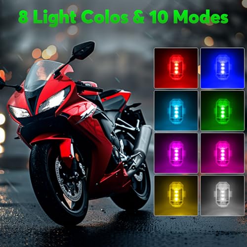 Jinruitop - 4PCS Wireless LED Strobe Lights, Remote Control, 8 Colors, Waterproof