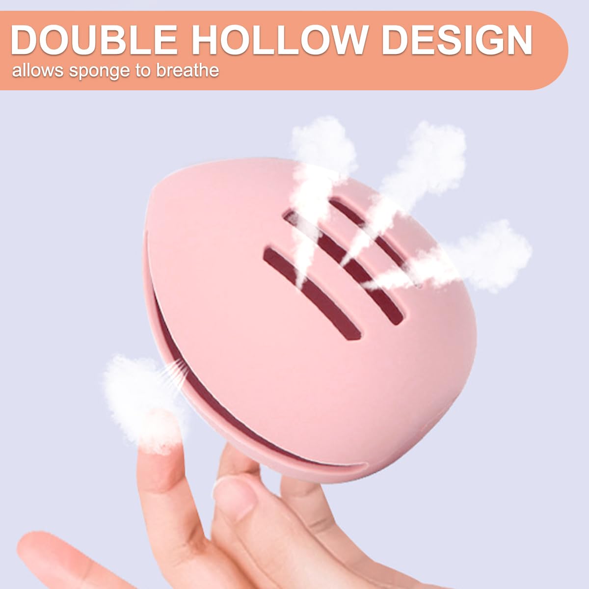 Silicone Makeup Sponge Holder, Breathable & Shatterproof Beauty Blender Case, Double-Sided 3-line Vented Design, Portable Travel Storage for Sponges(1 Pack Pink) - Medaid International