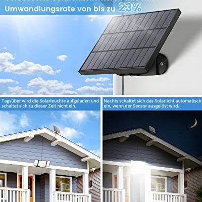 Sigrill - Solar Spotlight with Motion Sensor, 348 LEDs, IP67 Waterproof, 3 Modes