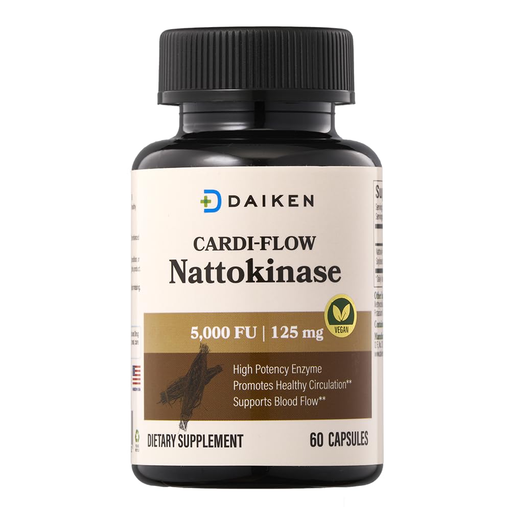 DAIKEN Nattokinase 5,000 FU, High Potency Nattokinase Supplement, Non-GMO & Vegan, Lab Tested, 60 Capsules - Medaid International