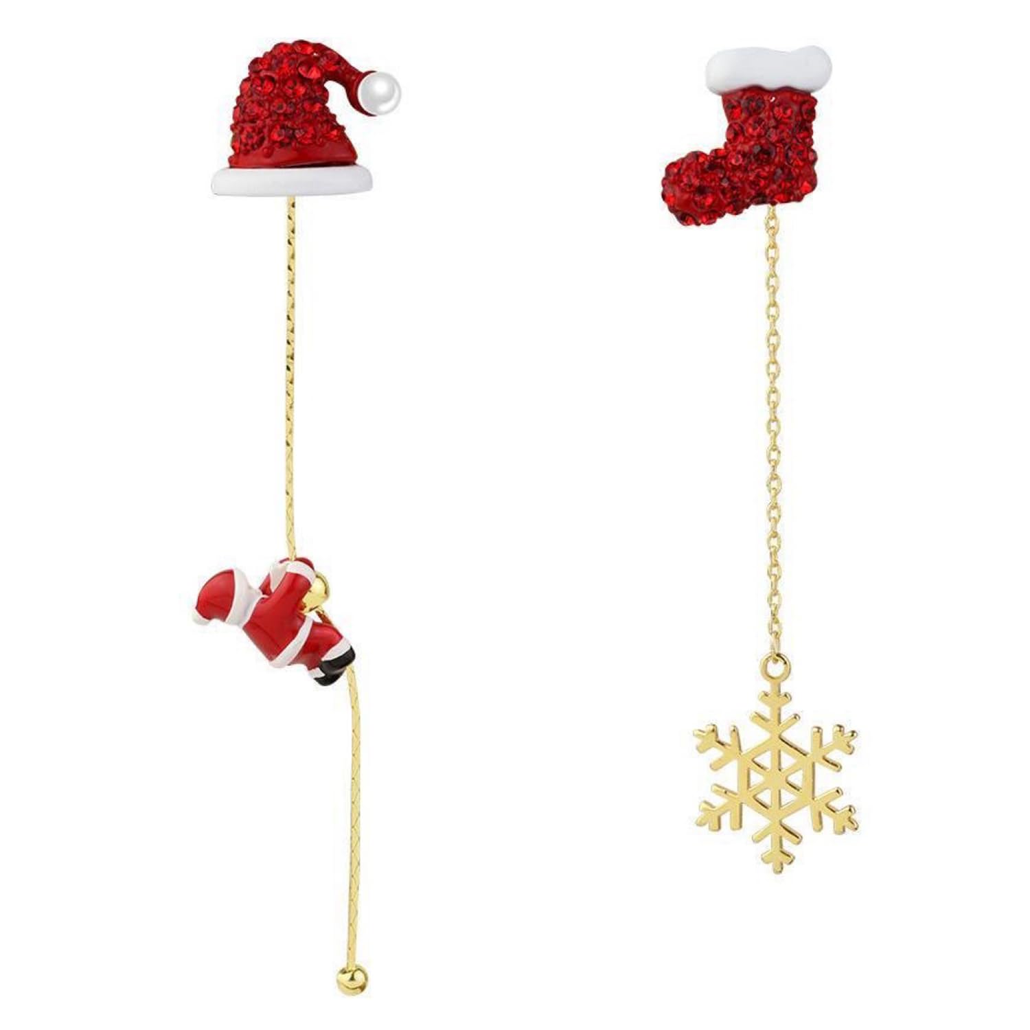 Christmas Earrings for Women - Snowflake, Santa Claus, Tree, Crystal Sock, Hat Dangle Tassel Earrings - Merry Christmas Jewelry Gifts (Snowflake) - Medaid International