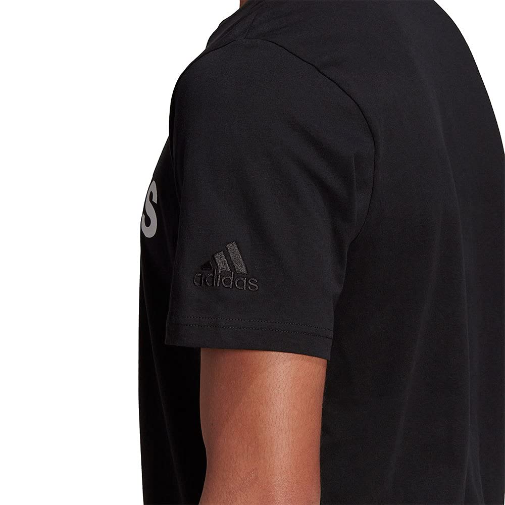 adidas Essentials Linear Logo Mens Short Sleeve Cotton T-Shirt Black/White - M - Medaid International