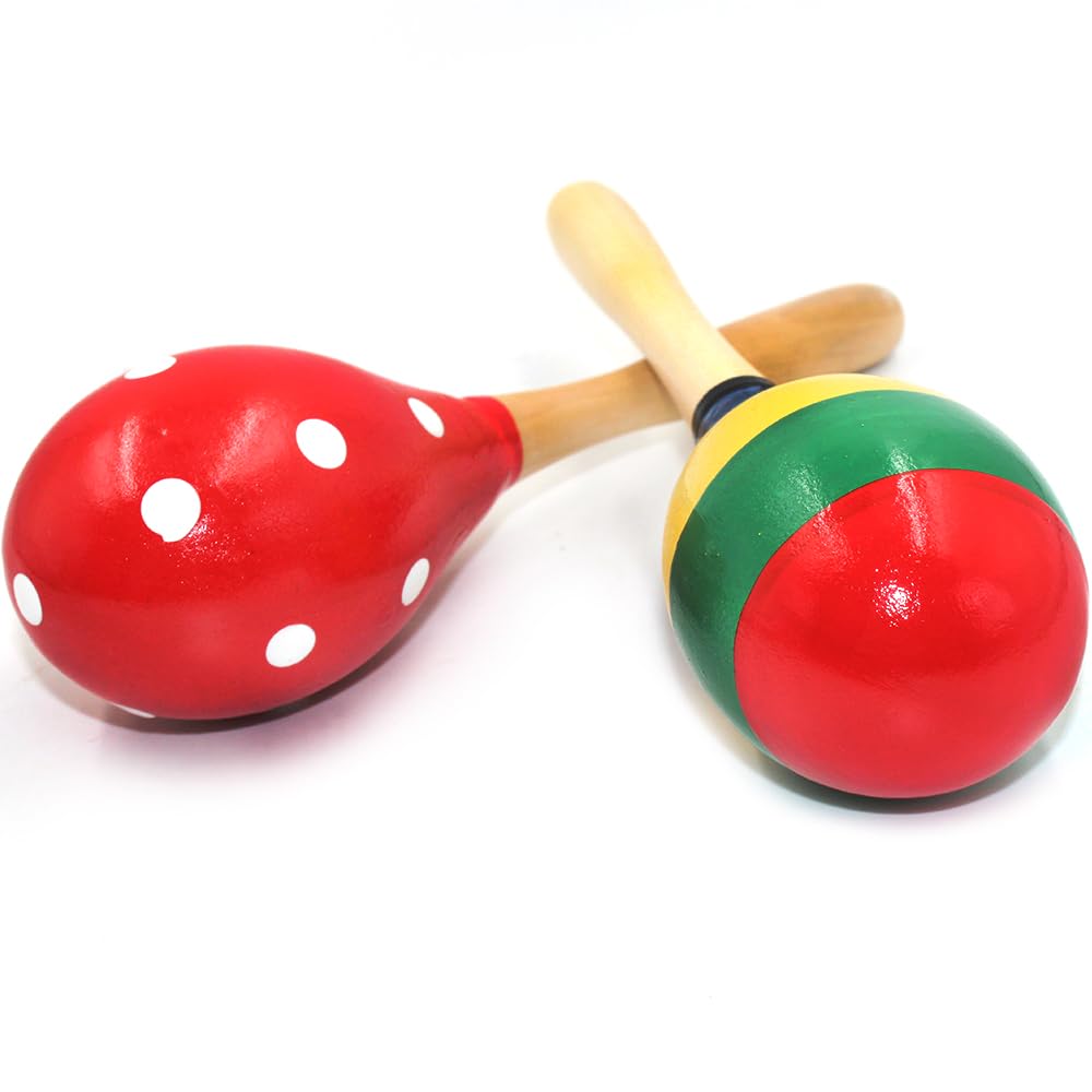 4 قطع ماراكاس ليفلوكس 2 نمط ماراكاس آلات الإيقاع اليدوية (الوان حمراء وفاخرة) - Medaid International