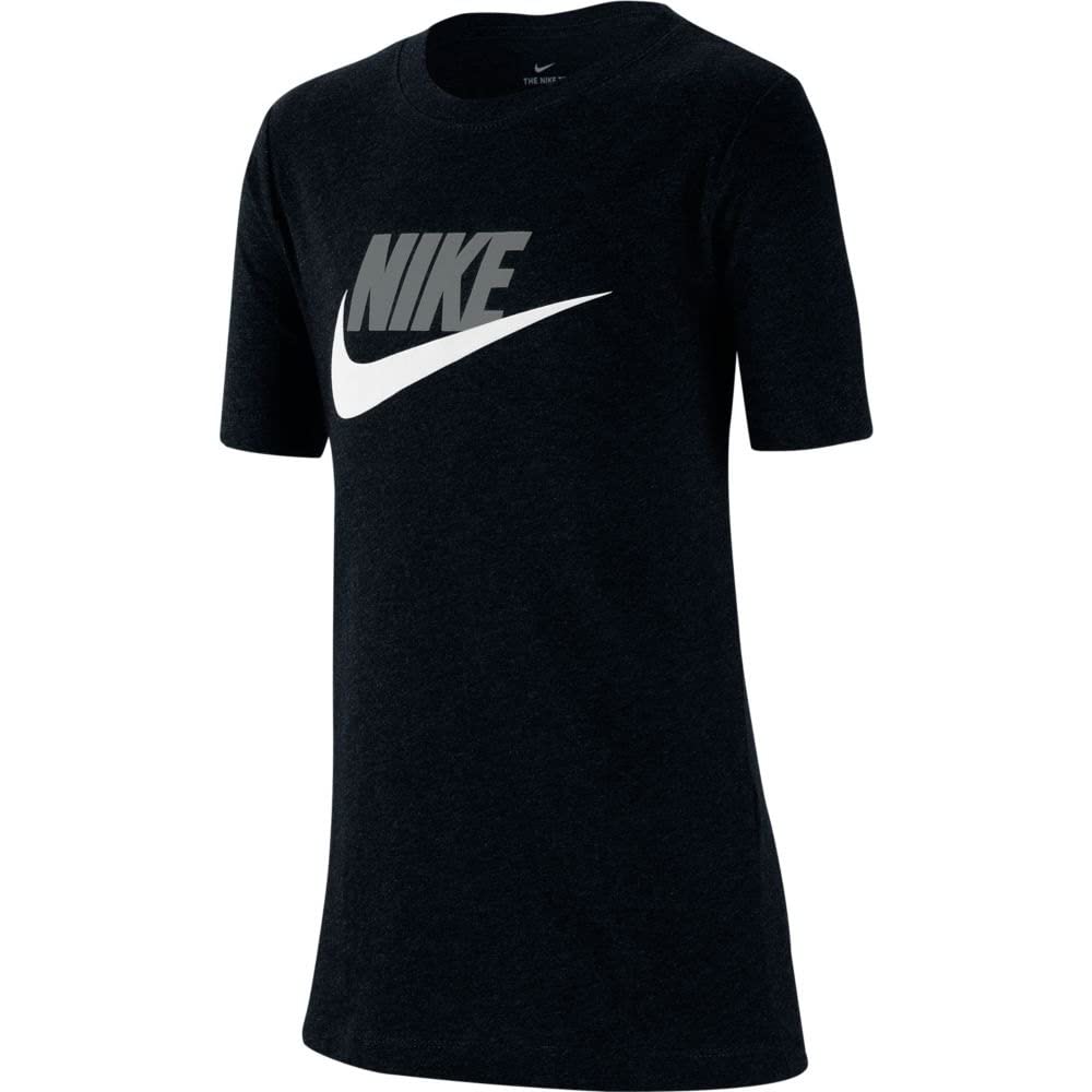 Nike Boy's NSW Futura Icon Tee (Little Kids/Big Kids) Black/Light Smoke Grey MD (10-12 Big Kid) - Medaid International