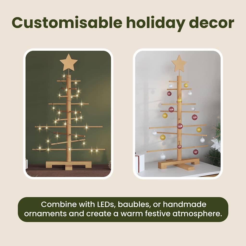 vidaXL Wooden Christmas Tree with Stand Brown 29,5" Bamboo, Chill Living Room Vibes, Trendy Holiday Decor, Simple Festive Tree, Eco-Friendly Christmas Centerpiece - Medaid International