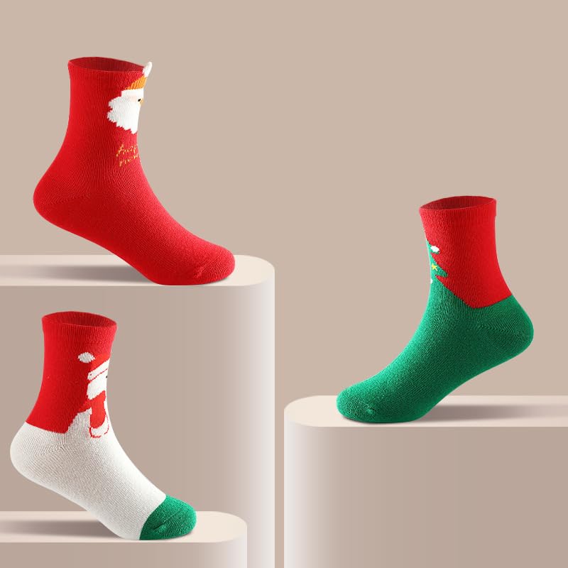 5 Pairs Christmas Stocking Fun Elk Snowman Santa Claus Christmas Tree Gingerbread Reindeer Warm Socks Cartoon Pattern Xmas Gift for Men and Women Festive Holiday Decorations, Peace Eve - Medaid International