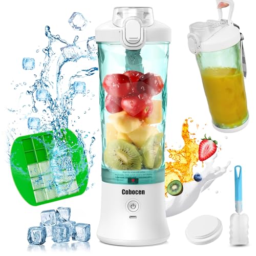 Cobocen - Portable Mini Blender, 270W Waterproof, 6 Blades, USB Rechargeable
