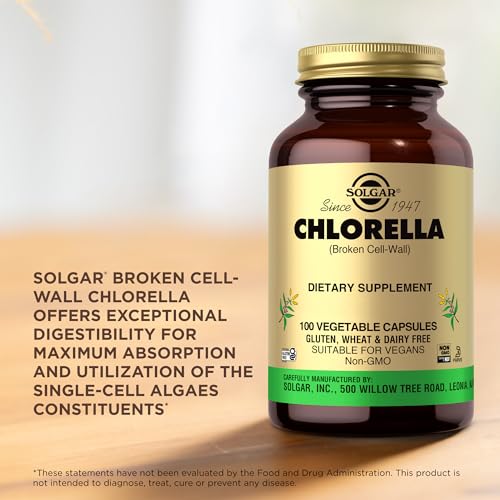 Solgar Chlorella - 100 Vegetable Capsules - Maximum Absorption - Non-GMO, Vegan, Gluten Free, Kosher - 100 Servings - Medaid International