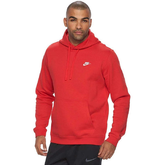 Nike Men's Club Fleece Pullover Hoodie (University Red White, LARGE) - Medaid International