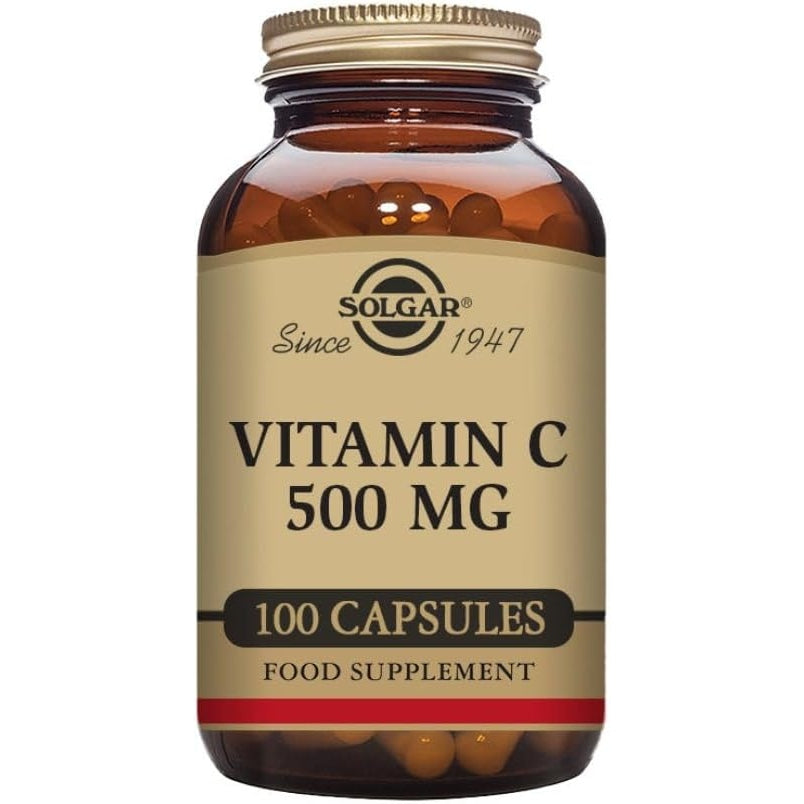 Solgar 500 mg Vitamin C Vegetable Capsules - Pack of 100 - Seasonal Immunity Support - Potent Antioxidant - Reduces Tiredness and Fatigue - Collagen F - Medaid - Lebanon