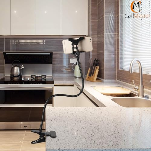 CELLMASTER Metal 360 Degree Flexible Portable Foldable -Lazy Stand Bracket Cell Phone Holder/Gooseneck Long Arm Clip Mobile Stand for Table Mobile Stand for Bed Office - Medaid International