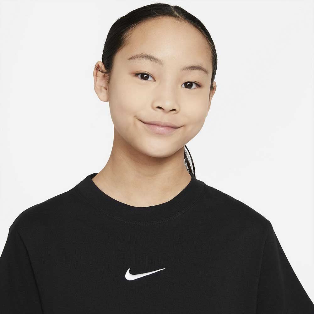 Nike Girl's NSW Tee Essential Short Sleeve Boxy (Little Kids/Big Kids) Black SM (8 Big Kid) - Medaid International