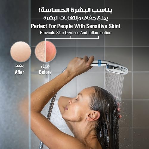 Blu Ionic Shower Head and Shower Filter - Handheld - Removes Chlorine & Harmful Pollutants - Prevent Hair Loss & Moisturize Your Skin, Chrome - Medaid - Lebanon