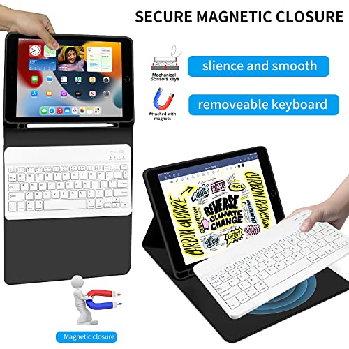 Kenke - Lightweight Keyboard Case for iPad 9.7" with Detachable Wireless Keyboard, Pencil Holder, Black