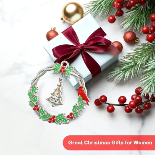 2025 Christmas Tree Ornaments for Women Metal Hanging Ornament for Windows Car Living Room Xmas Stocking Stuffers for Girl Friend Teens Cardinal Gifts - Medaid International