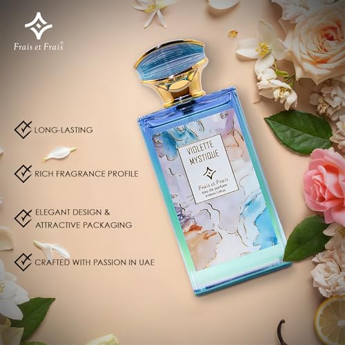 Frais et Frais Violette Mystique Perfume 100ML - Eau de Parfum - Women's Floral Citrus Woody Fragrance with Rose, Orange Blossom & Sandalwood - Medaid International