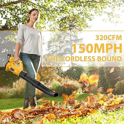 Leaf Blower - 320CFM 150MPH Leaf Blower Cordless with Battery & Charger, Electric Leaf Blower Battery Powered Leaf Blower Lightweight for Snow Blowing & Lawn Care Yard Cleaning - Medaid International