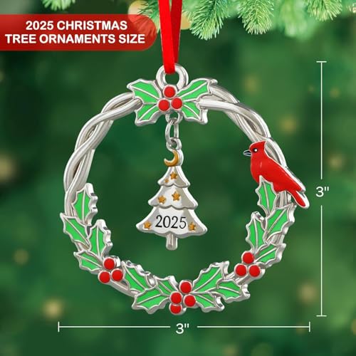2025 Christmas Tree Ornaments for Women Metal Hanging Ornament for Windows Car Living Room Xmas Stocking Stuffers for Girl Friend Teens Cardinal Gifts - Medaid International