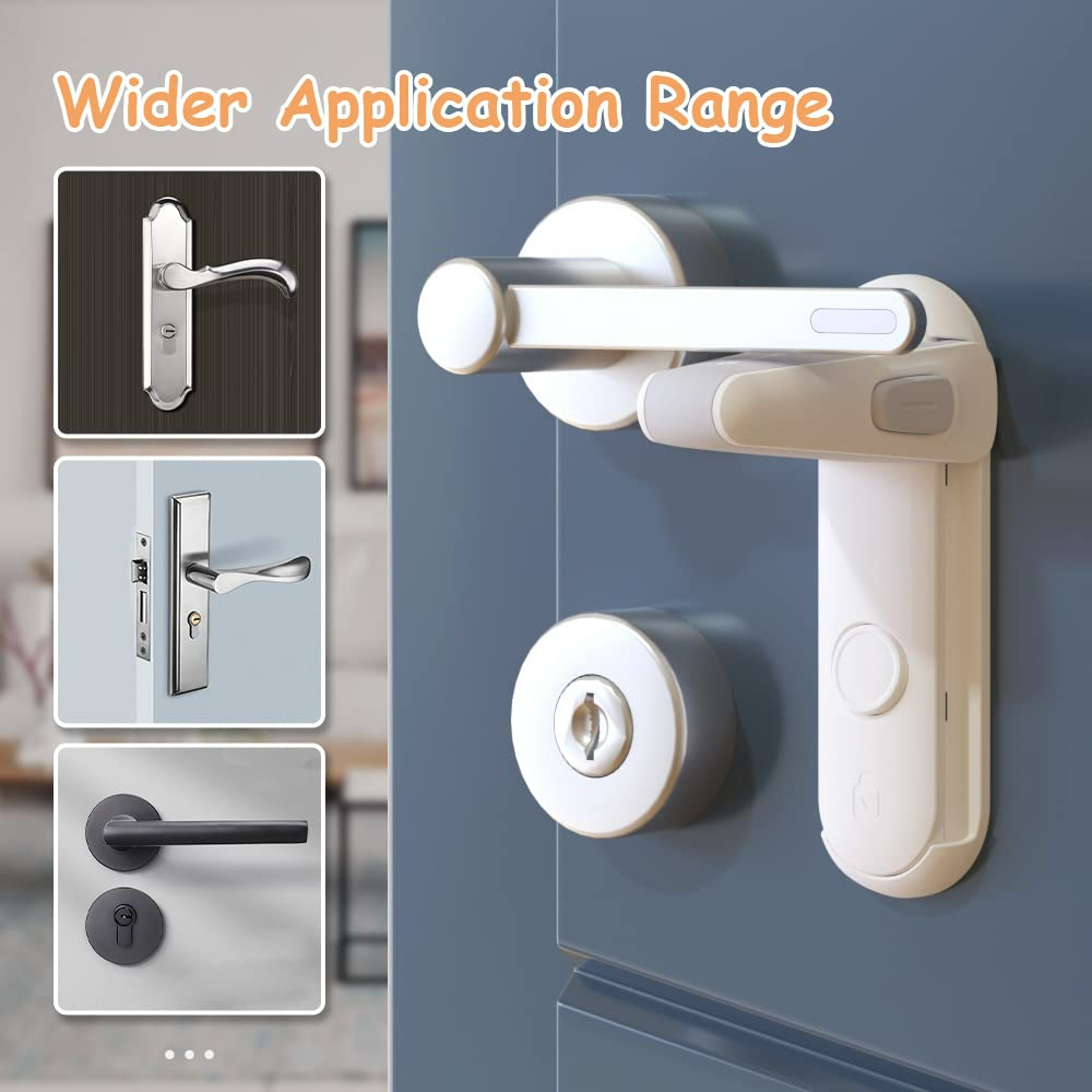 Door Lever Locks for Childproof & Petproof, Door Handle Locks for Toddlers, Baby Door Safety Locks for Toddlers (White) - Medaid International