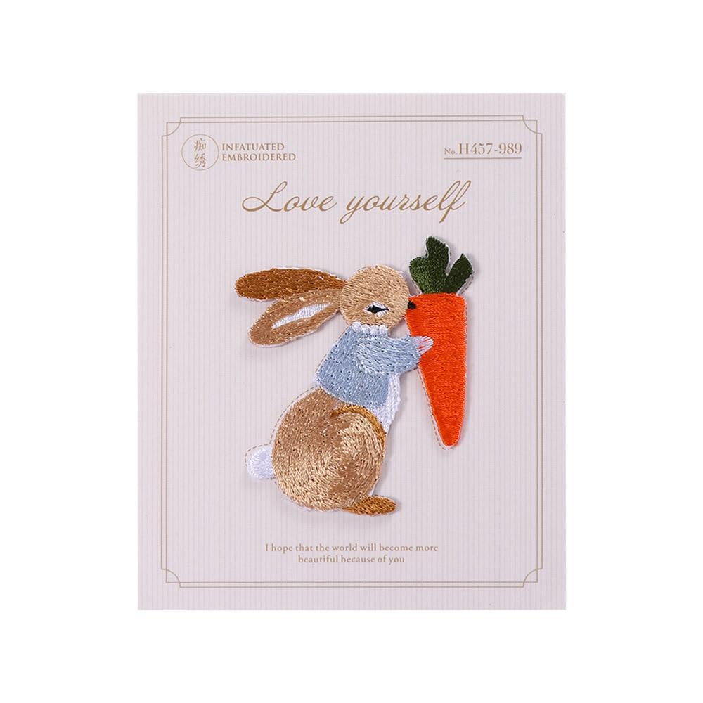 Cute Rabbit Embroidery Patches,Easter Bunny Patches,Iron On Patches for Backpack Jackets Clothes Bag - Medaid International