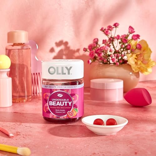 OLLY Undeniable Beauty Gummy, For Hair, Skin, Nails, Biotin, Vitamin C, Keratin, Chewable Supplement, Grapefruit, 30 Day Supply - 60 Count - Medaid International